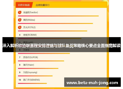 深入解析欧协联赛程安排逻辑与球队备战策略核心要点全面指南解读